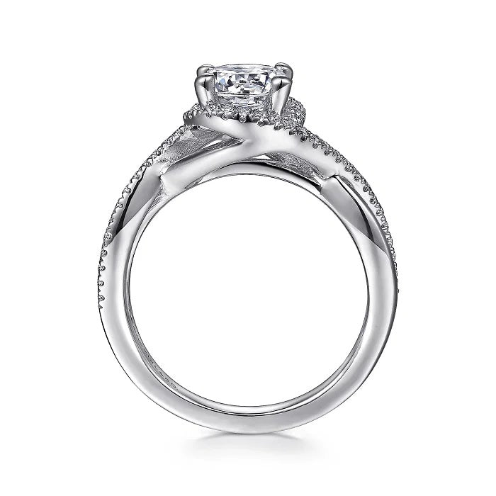 Courtney - 14K White Gold Round Halo Diamond Engagement Ring - GABRIEL BROS, INC