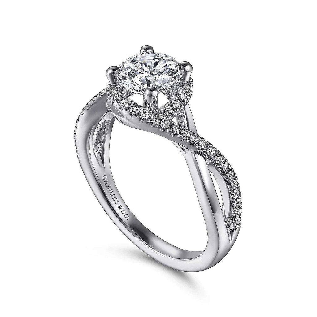 Courtney - 14K White Gold Round Halo Diamond Engagement Ring - GABRIEL BROS, INC