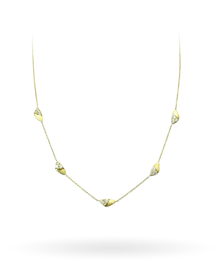 Gold and Diamond Station Necklace - BIXLERS