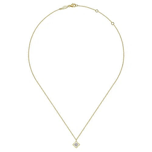 14K Yellow Gold Floral Diamond Pendant Necklace - GABRIEL BROS, INC