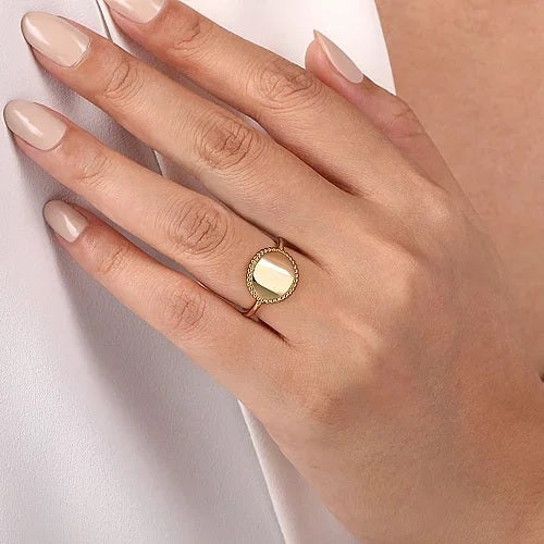 14K Yellow Gold Round Bujukan Frame Ring - GABRIEL BROS, INC