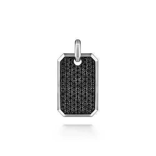 Sterling Silver Black Spinel Dog Tag Pendant - GABRIEL BROS, INC