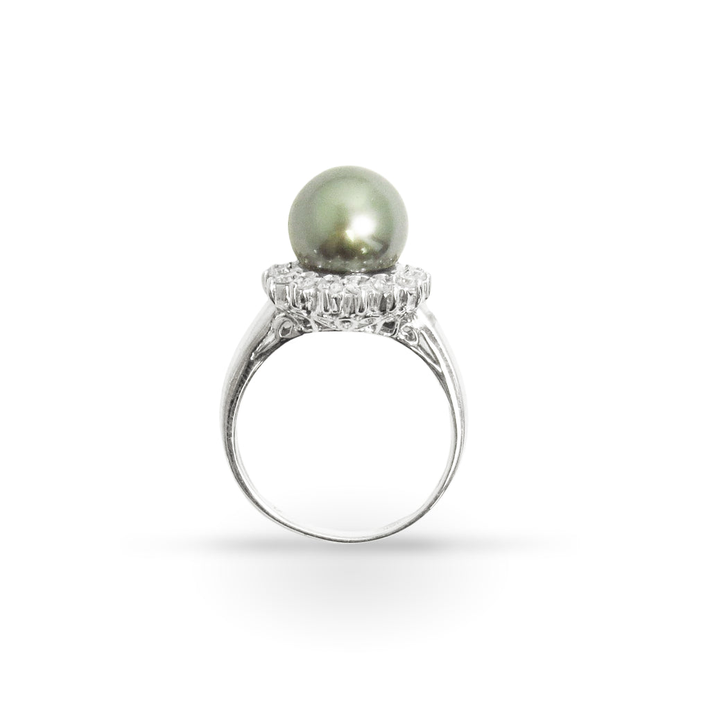 Tahitian Pearl and Diamond Ring - CHEN INTERNATIONAL TRADING CO