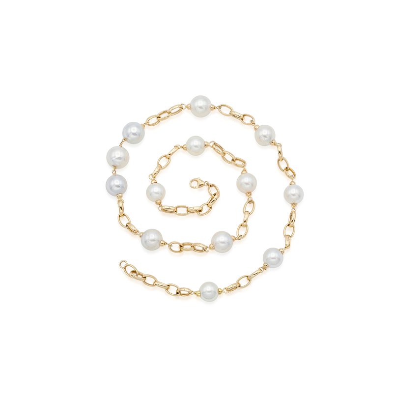 Gold chain online with white pearls