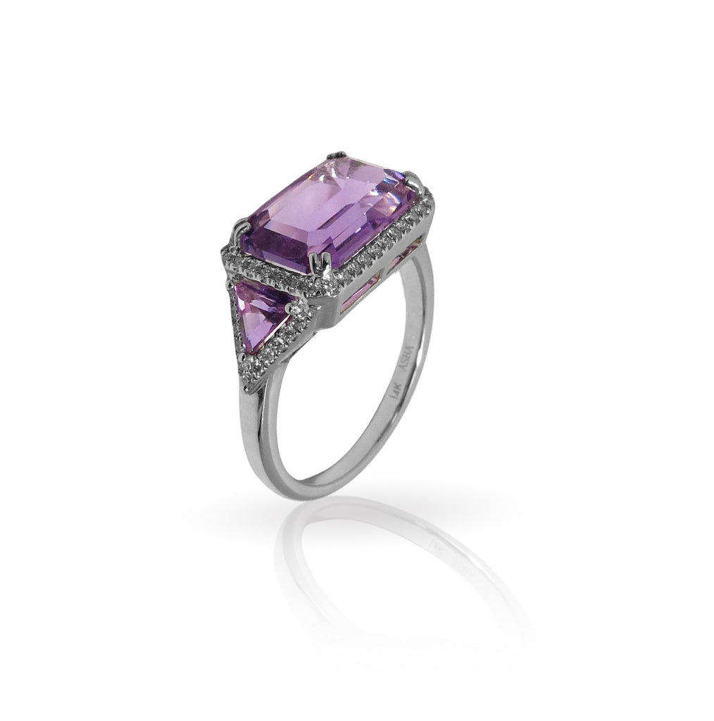 White Gold and Amethyst Ring - ASBA USA INC