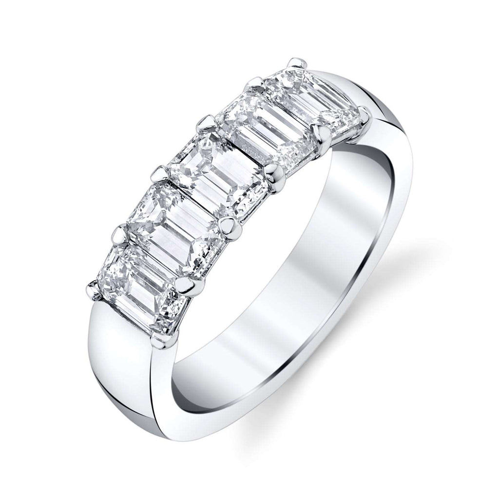 Five-Emerald Cut Basket Set Band - JOSHUA J FINE JEWELRY