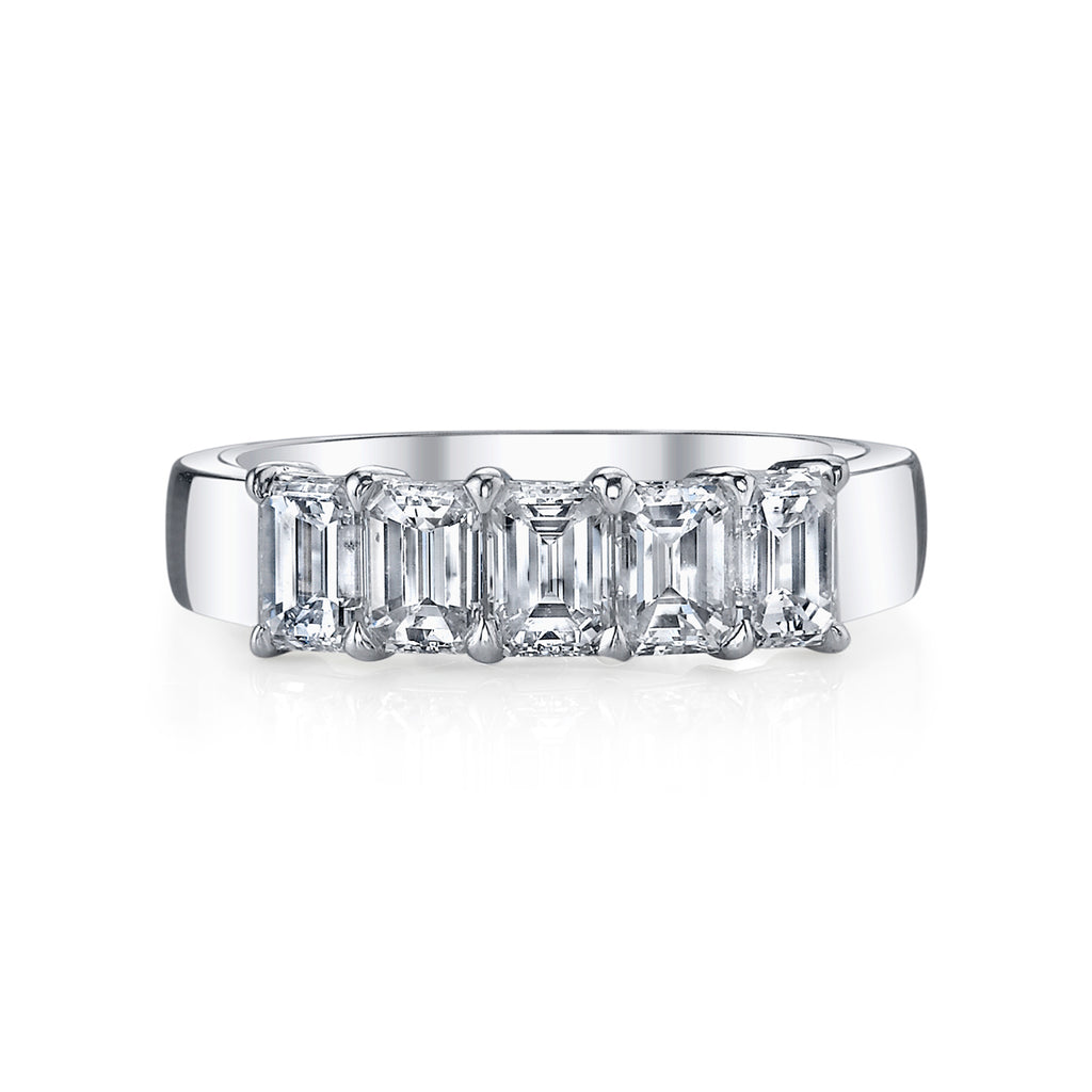 Five-Emerald Cut Basket Set Band - JOSHUA J FINE JEWELRY