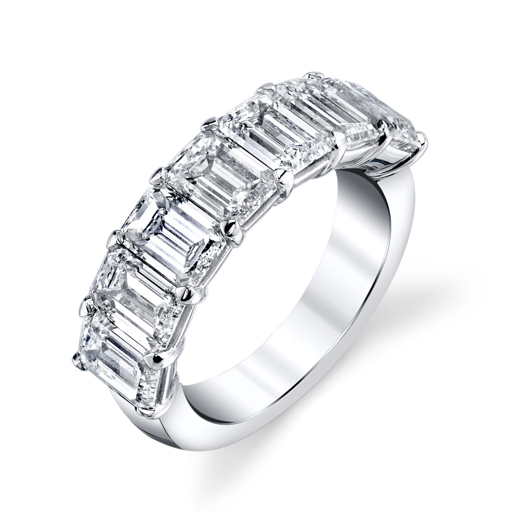 Seven-Emerald Cut Basket Set Band - JOSHUA J FINE JEWELRY