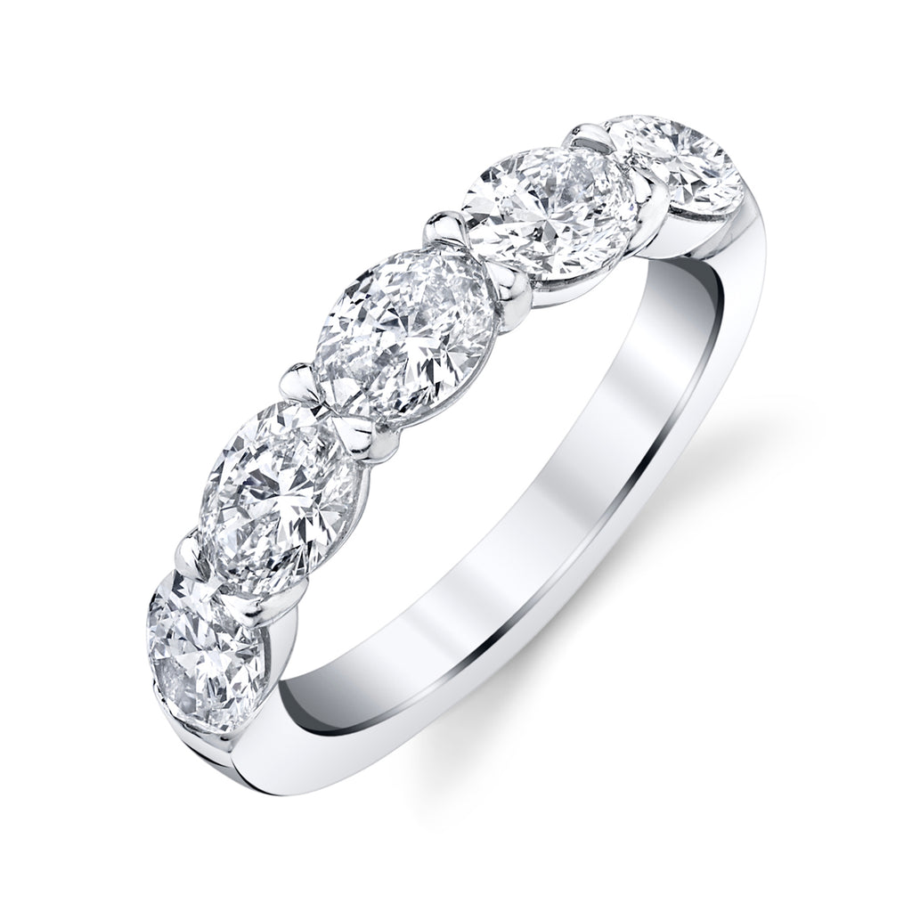 Horizontally Set Oval Halfway Band - JOSHUA J FINE JEWELRY