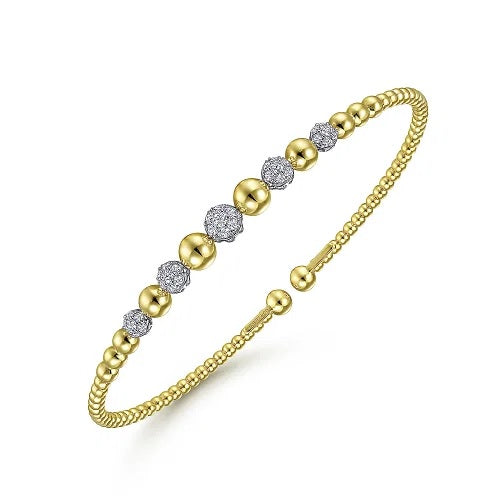 Beaded Yellow Gold Bangle Bracelet - GABRIEL BROS, INC