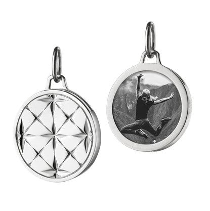 SMALL ROUND MOSAIC STERLING SILVER HALF LOCKET - MRK FINE ARTS LLC MRK